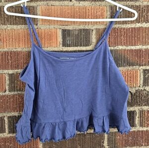 American Eagle Outfitters Blue Ruffle Hem Women's Top